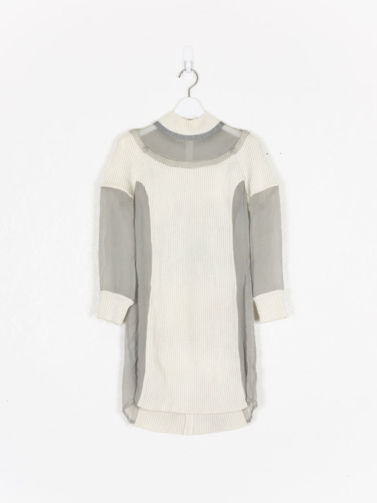 Undercover AW07 Wool Knit & Silk Paneled Mock Neck Dress