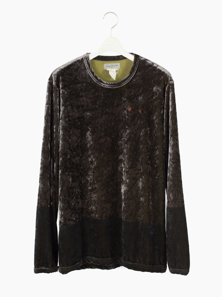 Yohji Yamamoto Pour Homme 00s 2-Tone Crushed Velour Bleached Longsleeve