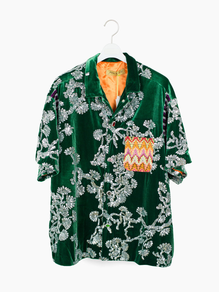 Penultimate SS25 Pine Sequin Short Sleeve Shirt