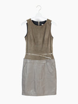 Paule Ka Trompe L'oeil Layered Leather Midi Dress