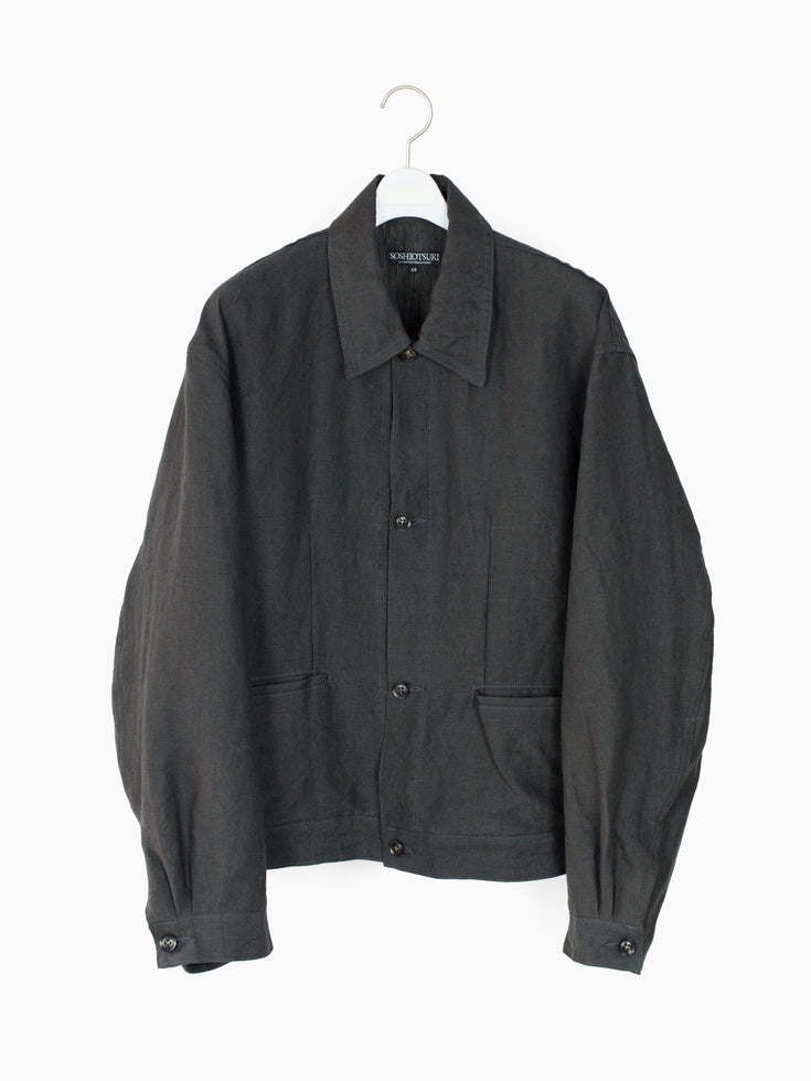 Soshiotsuki SS25 Washed Linen Draped Pocket Blouson