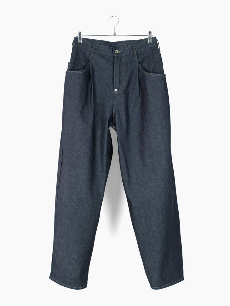 Soshiotsuki SS25 Rigid Denim Draped Pocket Jeans