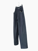 Soshiotsuki SS25 Rigid Denim Draped Pocket Jeans