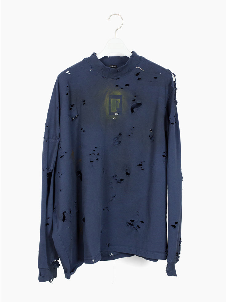 Les Six SS25 70 Degree Destroyed Asymmetrical LS Tee
