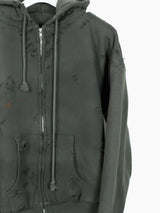 Les Six SS25 Destroyed 70 Degree Asymmetrical Zip Hoodie