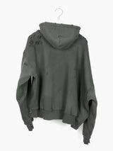 Les Six SS25 Destroyed 70 Degree Asymmetrical Zip Hoodie