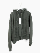Les Six SS25 Destroyed 70 Degree Asymmetrical Zip Hoodie