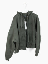 Les Six SS25 Destroyed 70 Degree Asymmetrical Zip Hoodie
