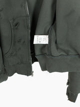 Les Six SS25 Destroyed 70 Degree Asymmetrical Zip Hoodie