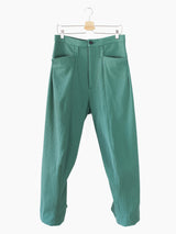 Kozaburo SS23 Copper Green Sashiko 3D Tailored Pants