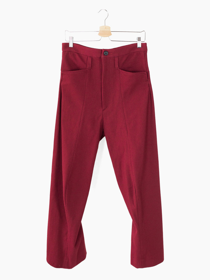 Kozaburo AW23 Burgundy Sashiko 3D Tailored Trousers