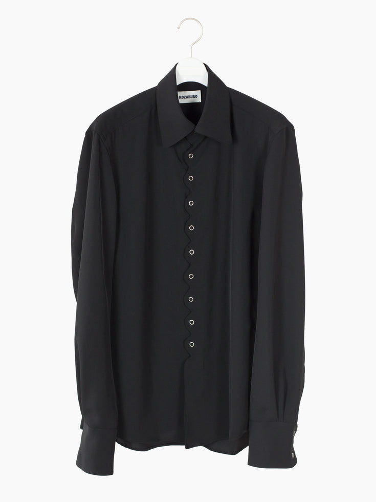 Kozaburo AW23 Scallop Placket Slim-Fit Snap Shirt