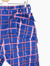 Sulvam AW23 Crushed Memory Poly Tartan Cargo Trousers