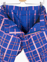 Sulvam AW23 Crushed Memory Poly Tartan Cargo Trousers