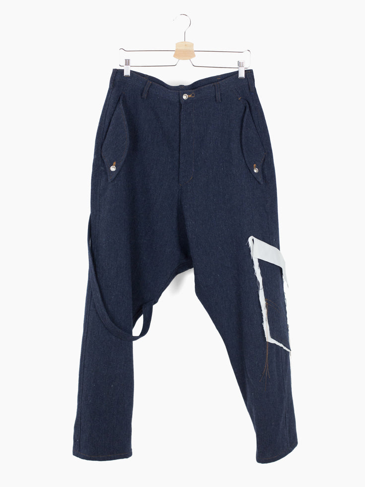 Sulvam AW23 Wool Tweed 'Denim' Carpenter Low Crotch Pants
