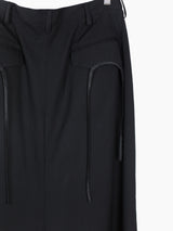 Sulvam AW23 Piped Edge Wool Gabardine Skirt Trousers