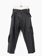 Sulvam AW23 Scarred Horse Leather Fringe Trousers