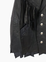 Sulvam AW23 Scarred Horse Leather Fringe Jacket