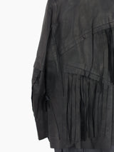 Sulvam AW23 Scarred Horse Leather Fringe Jacket
