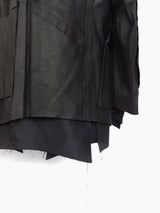 Sulvam AW23 Scarred Horse Leather Fringe Jacket