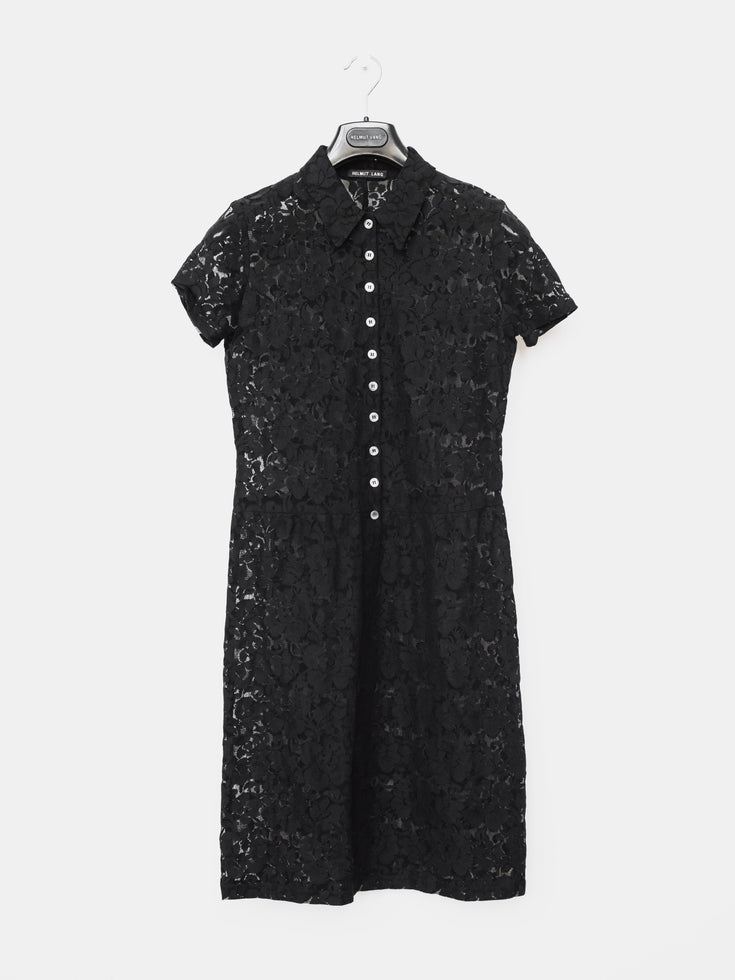 Helmut Lang SS96 Short Sleeve Floral Lace Dress