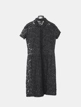 Helmut Lang SS96 Short Sleeve Floral Lace Dress