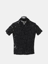 Helmut Lang SS96 Short Sleeve Floral Lace Shirt