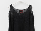Blackmeans Cutout Shoulder Mesh Knit Sweater