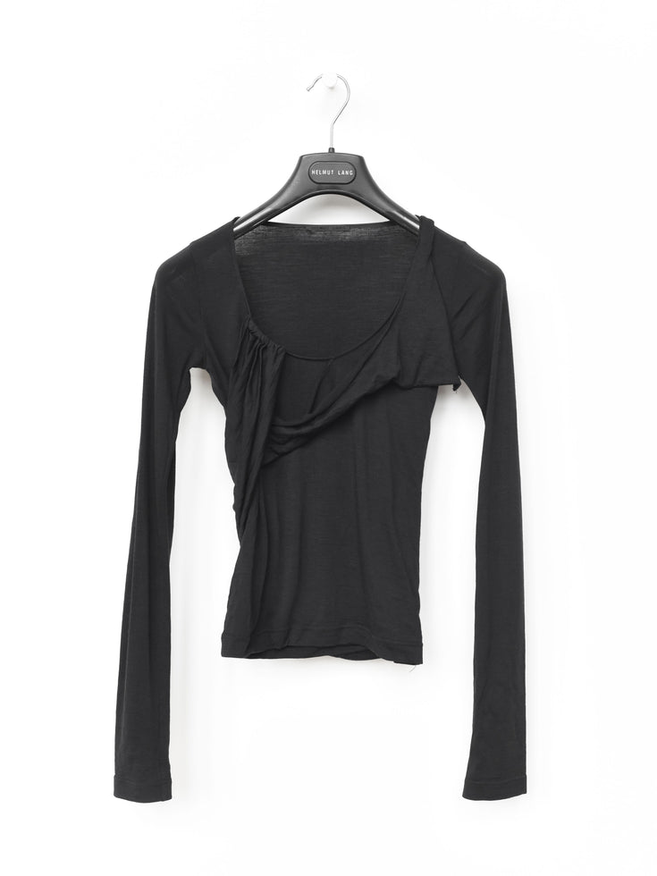 Helmut Lang AW04 Asymmetric Long Sleeve Wool Silk Top