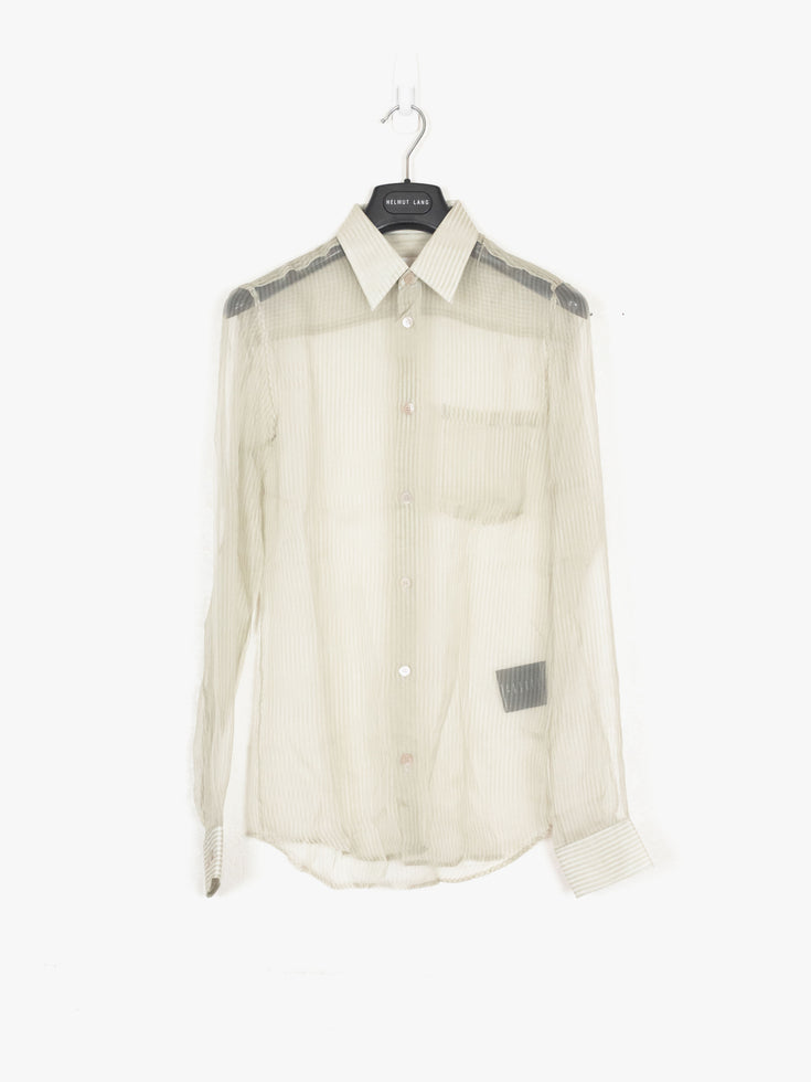 Helmut Lang SS02 Transparent Silk Striped Button Shirt