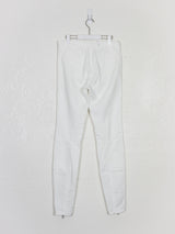 Dries Van Noten White Ankle Zip Biker Pants