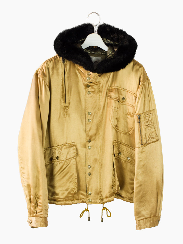 Ficce 90s Zippered Hood Satin Bomber