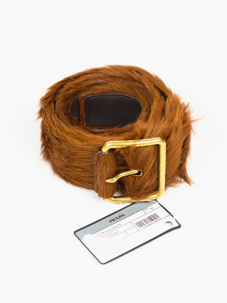 Prada AW17 Fur Belt, Cognac, W28