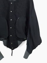 Kohshin Satoh 00s Leather Trim Batwing Stadium Jacket