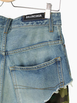 Balenciaga AW21 Camo Layered Destroyed Denim