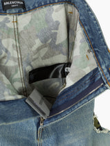 Balenciaga AW21 Camo Layered Destroyed Denim