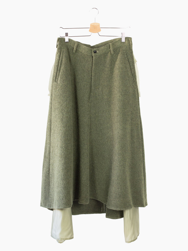Sulvam AW22 Wool Flannel Layered Skirt Trousers
