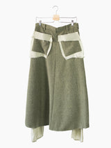 Sulvam AW22 Wool Flannel Layered Skirt Trousers