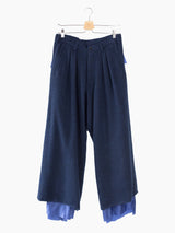 Sulvam AW22 Wool Flannel Layered Wide Pants