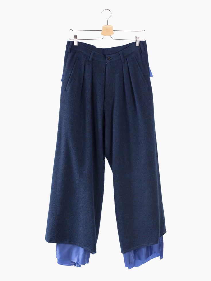 Sulvam AW22 Wool Flannel Layered Wide Pants
