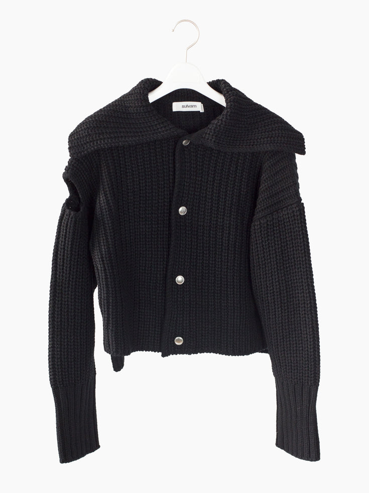 Sulvam AW22 Sailor Collar Slashed Shoulder Knit