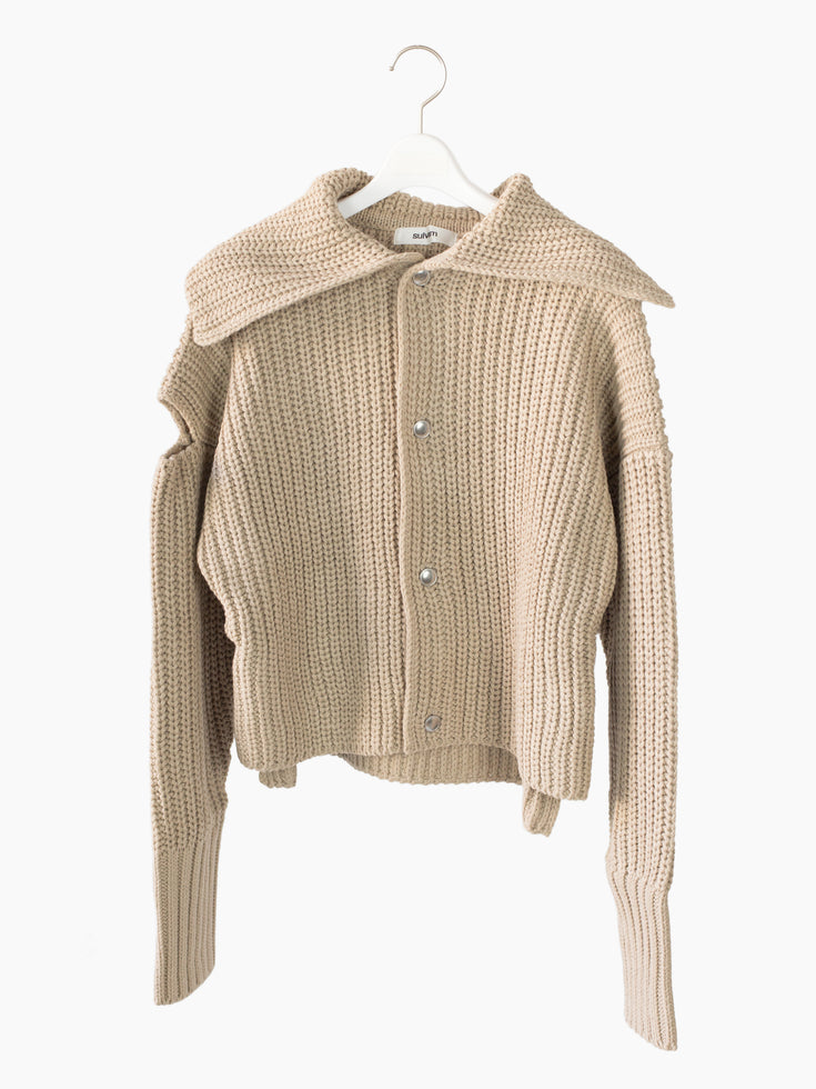 Sulvam AW22 Sailor Collar Slashed Shoulder Knit