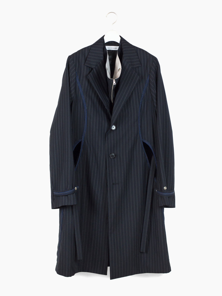 Kiko Kostadinov SS21 00102021 3M Pinstripe Freydal Long Coat