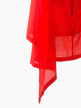 Yohji Yamamoto 00s Red Cotton Crepe Finned Skirt