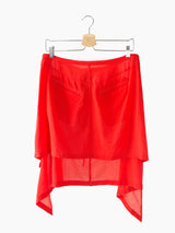 Yohji Yamamoto 00s Red Cotton Crepe Finned Skirt