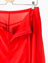 Yohji Yamamoto 00s Red Cotton Crepe Finned Skirt