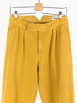 Kozaburo SS20 Overdyed Mustard Sashiko Pleated Trousers