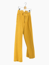Kozaburo SS20 Overdyed Mustard Sashiko Pleated Trousers