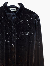 Kozaburo AW22 Bonfire Painted/Bleached Velour Snap Shirt