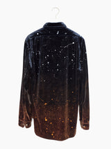 Kozaburo AW22 Bonfire Painted/Bleached Velour Snap Shirt